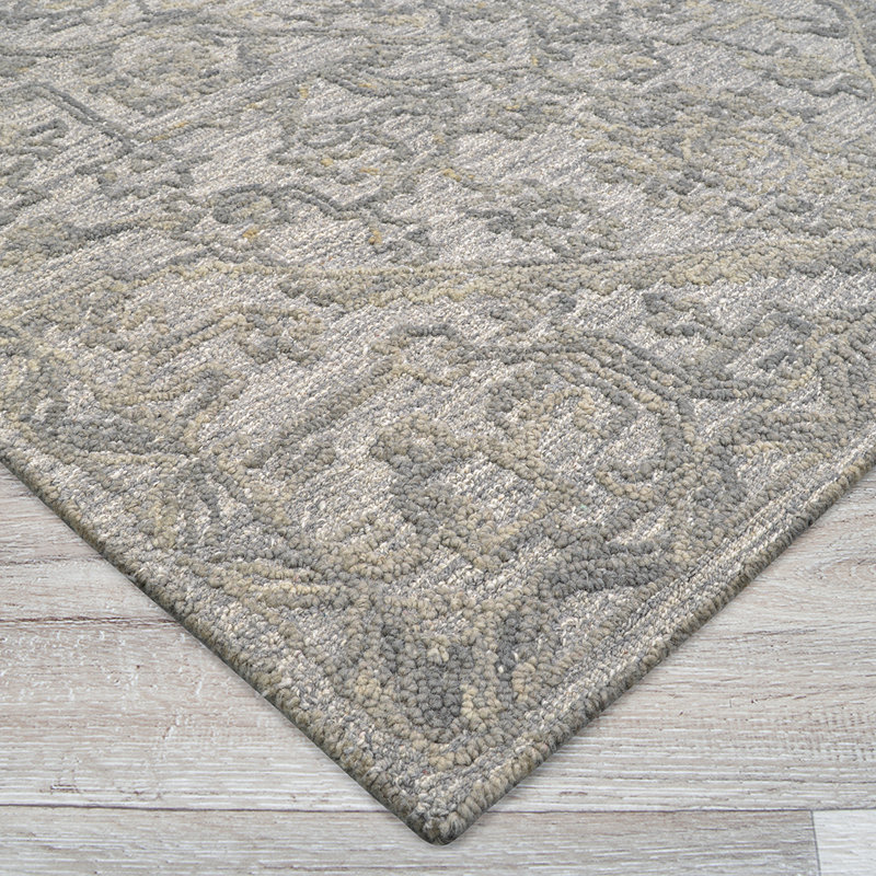 Tapis gris en laine Crissom Rosaline, Gris, Rectangle 10 pi x 14 pi