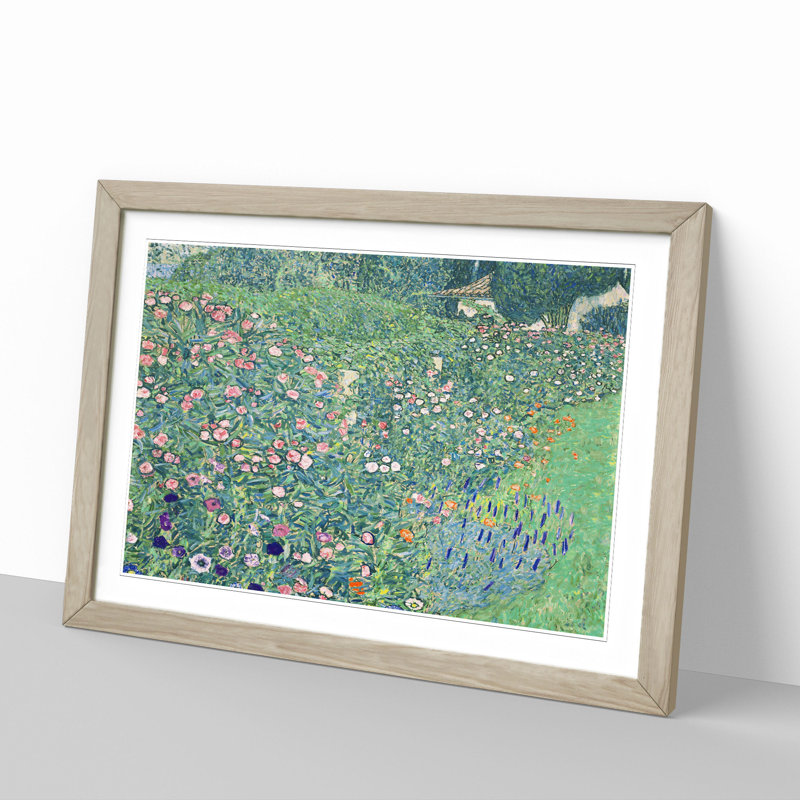 Italian Garden by Gustav Klimt - Picture Frame Painting, 48cm H x 65cm W x 2cm D, Oak