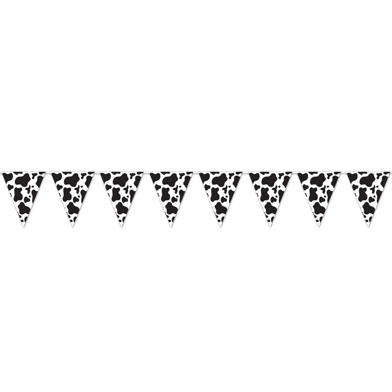 Bannière à imprimé vache 11 po x 12 pi - paquet de 12