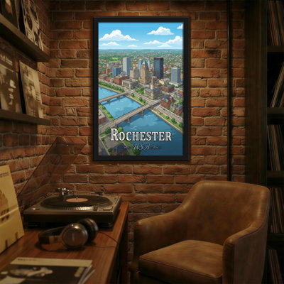 Paysages pittoresques et urbains Rochester avec rivière et bâtiments