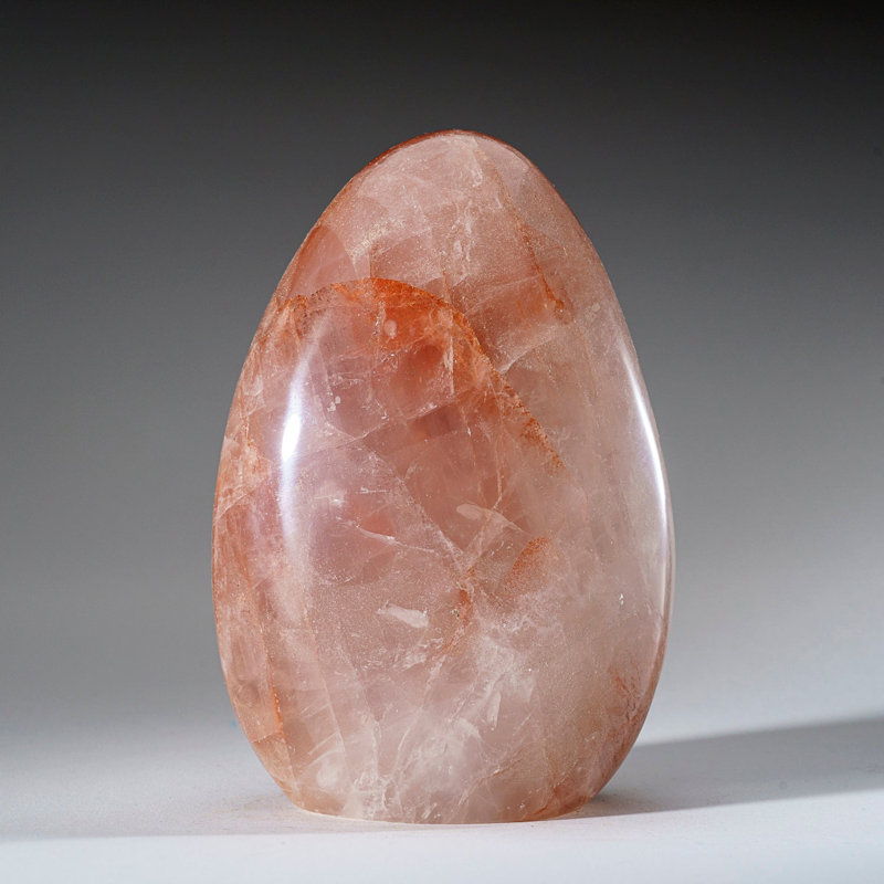 Genuine Polished Strawberry Quartz Flame Freeform, 4" H x 3" W x 1.5" D, Pink