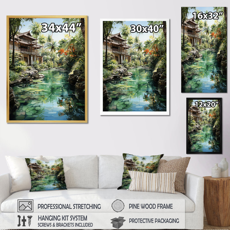 «Audrinna Bali Bliss Landscape V», reproduction sur toile, Cadre photo noir simple, H 20 po x l 12 po x P 1 po
