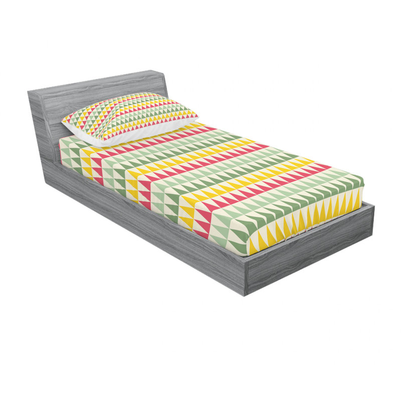 Microfiber Geometric Sheet Set, Twin XL Sheet Set with Fitted Sheet