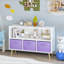 Bibliothèque pour enfants avec tiroirs en tissu pliables, présentoir à livres pour enfants, armoire de rangement pour jouets, blanc / mauve-827865443