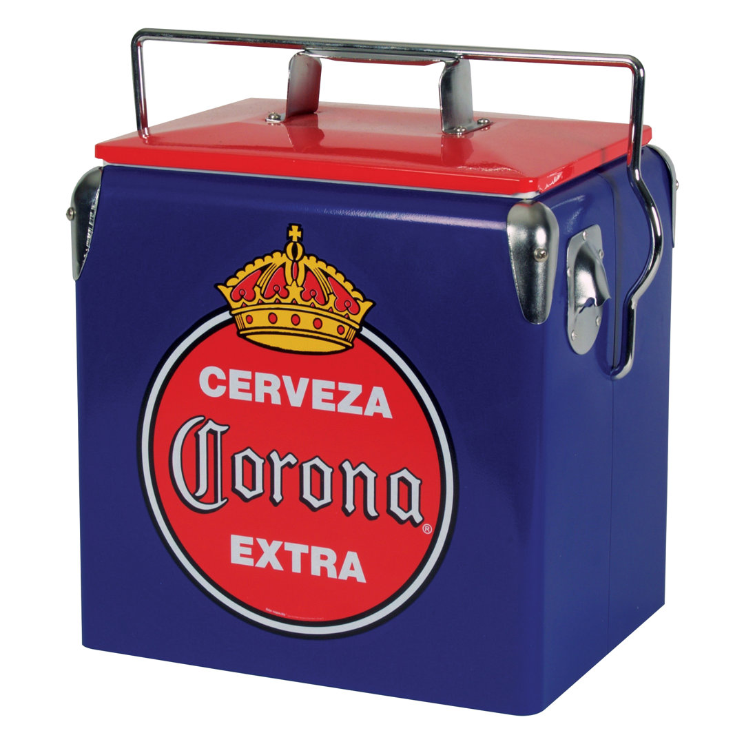 Corona Retro Ice Chest Cooler with Bottle Opener 13L (14 qt), Blue and Red Koolatron