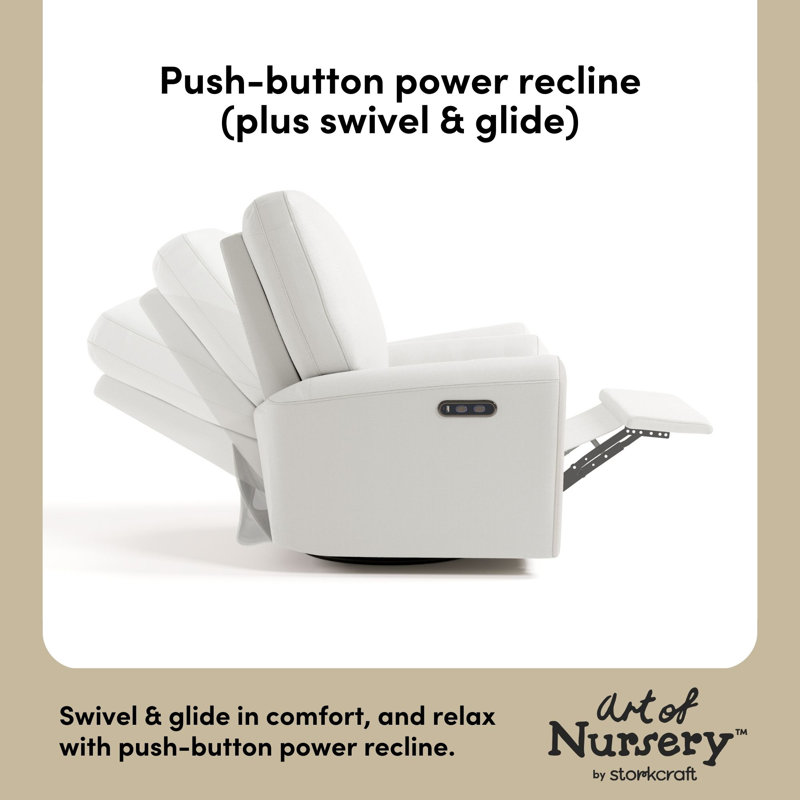 Sorrento Deluxe Power Recliner Swivel Glider, Ivory Basketweave