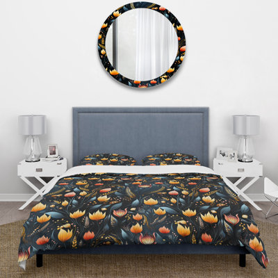 Whimsical Bohemian Bliss Floral Pattern VII - Ensemble de housse de couette à motif floral