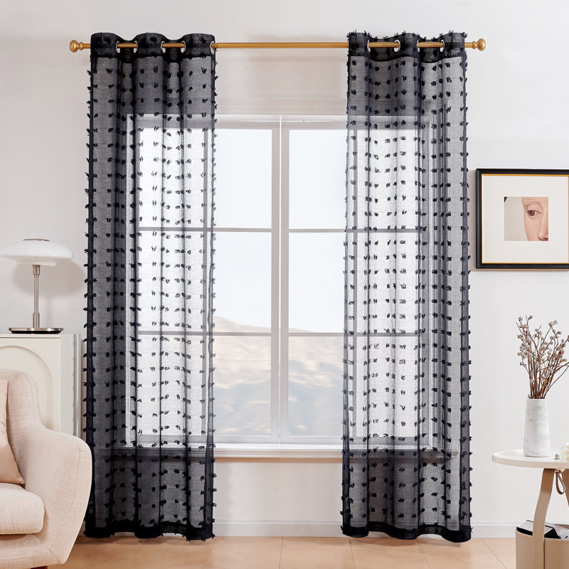 Codah Sheer Curtain Pair, Navy, 42" W x 63" L