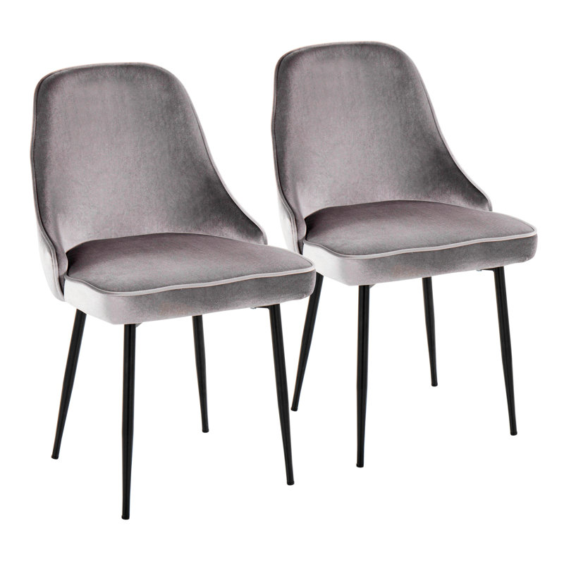 Chaise d'appoint large Seel, Noir, Polyester argent