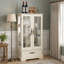 Vitrine lumineuse vitrée à 2 portes avec tablettes réglables, tiroir intégré et ampoule incluse-1309848520
