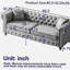 Canapé Chesterfield 3 places en tissu technique de salon avec accoudoirs roulés, boutons et 2 coussins pour un confort élégant-1566959537