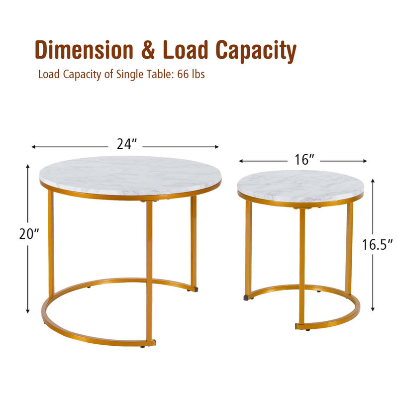 Ensemble de 2 tables basses gigognes pour salon