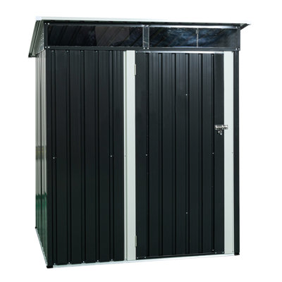 5Ft X 3Ft Outdoor Metal Storage Shed In Gray, Robust Galvanized Steel Structure, Transparent Plate, Hinged Door, Quick Assembly Iron Frames For Tough And Construction, Uncomplicated Process