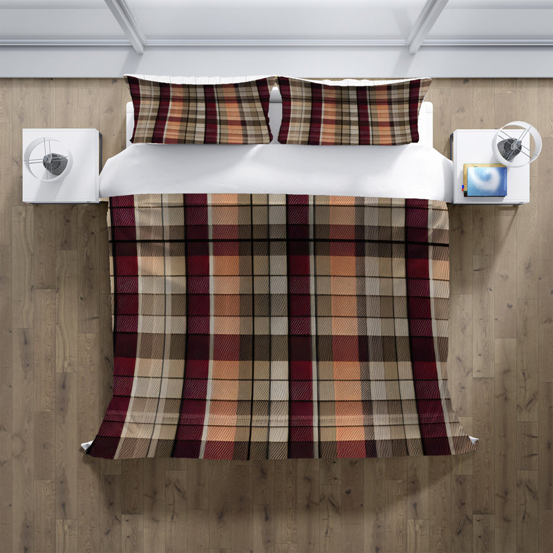 Polyester Checkered Duvet Cover, Housse de couette pour très grand lit et 2 très