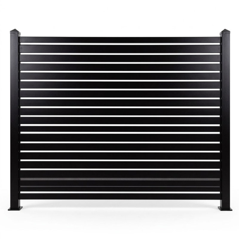 6ft High Aluminium Slatted Fence Kit with 50mm Slats - Modern Garden Fencing (Black & Anthracite Grey), Black