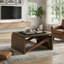 Table basse convertible à plateau relevable en table de salle à manger, hauteur variable, finition bois naturel-1997014333