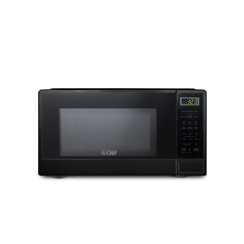 COMMERCIAL CHEF 1.1 Cu Ft Microwave with 10 Power Levels, Small Microwave with Push Button, Black
