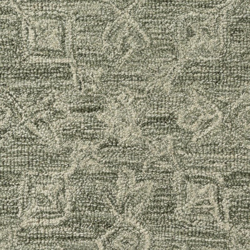 Ivy Handmade Transitional Distressed Floral Motif Tufted Wool Hallway Runner Rug, Runner 2'6" x 7' 6", Green