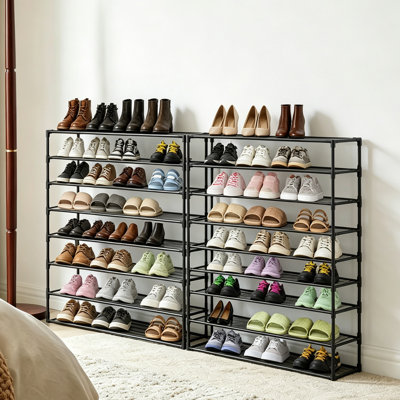 Set of 2 Detachable 9 Tier Shoe Storage Rack, Large Capacity Holds 72 Pairs, 7 Inch Tall Clearance for Tall Boots Entryway Organizer