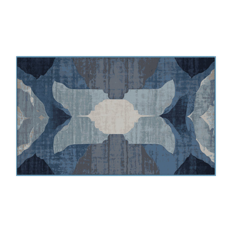 Tapis bleu lavable à la machine, Rectangle 5 pi x 7 pi