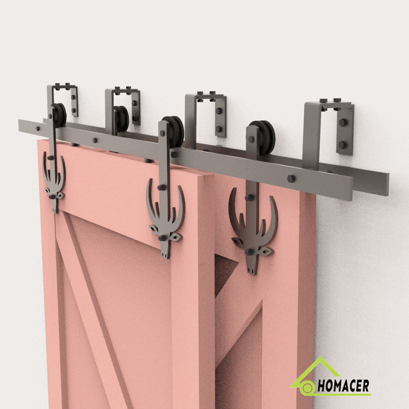 Ensemble de quincaillerie de porte de grange bucks bypass, 132 po