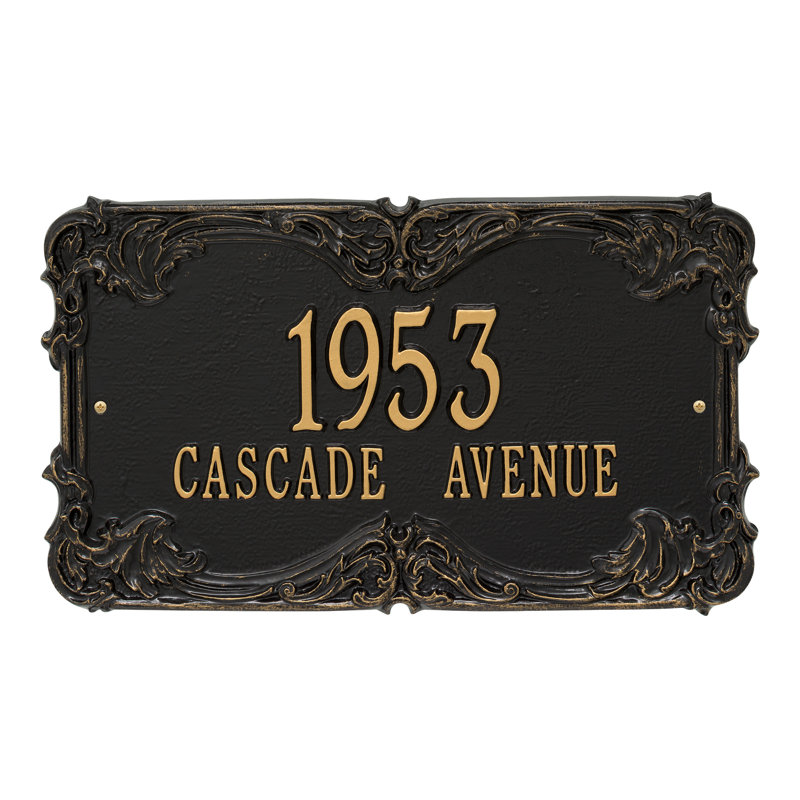 Signature Series 2-Line Wall Address Plaque, Gold, Black, Yes