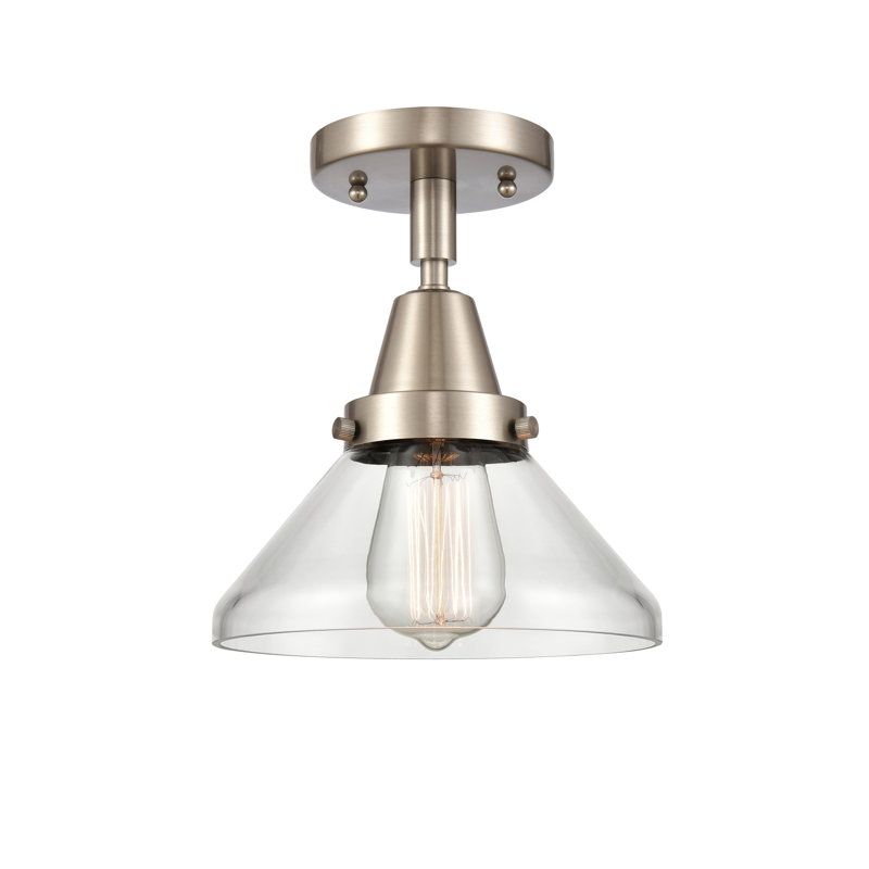 Plafonnier semi-encastré en verre Amede, Nickel satiné brossé, Transparent