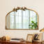 Miroir mural arqué en métal 22 po x l 36 po avec oiseaux et branches en fer pour chambre à coucher, vestibule et salon-1571844643