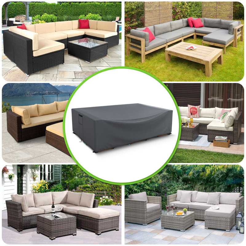 Housse pour canapé modulaire d'extérieur résistante à l'eau, Gris, H 28 po x l 98 po x P 98 po