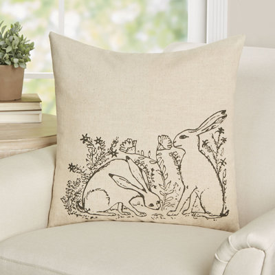 Easter Floral Linen Reversible Throw Pillow