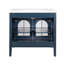 Meuble-lavabo de salle de bain 35,6 po avec lavabo, meuble-lavabo autoportant avec 1 tiroir rabattable et 1 grande armoire, tablette réglable, verre à motif, bande lumineuse à capteur de mouvement-899272321