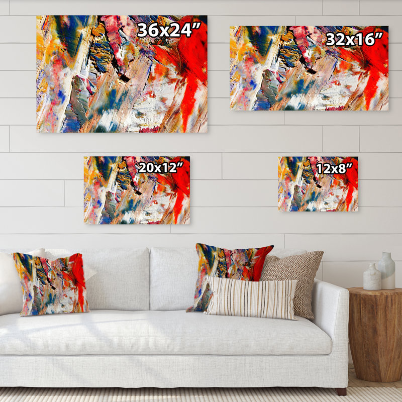 «Colorful Abstract Strokes», reproduction d'art sur toile flottante, H 24 po x l 36 po x P 1 po, Toile tendue