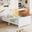 Lit simple pour enfants, lit plateforme simple en bois avec tête et pied de lit, blanc-526179657