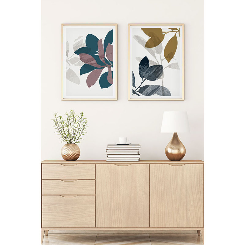 Élégantes peintures décoratives en panneau de fibres à densité moyenne (2 pièces), 7,9 po x 11,8 po chacune | 100% panneau de fibres à densité moyenne avec une épaisseur de 0,12 pouce, cadre en bois massif à 100% avec une épaisseur de 1,0 pouce | Décoration murale élégante pour le salon, la chambre à coucher et le bureau