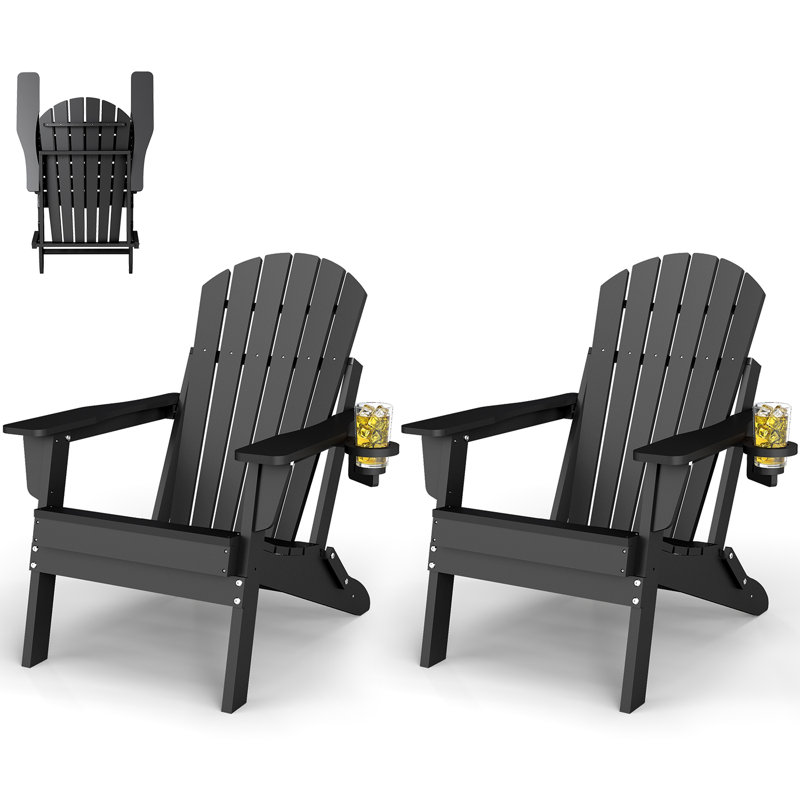Ensemble de 2 chaises Adirondack pliantes toutes saisons, Noir