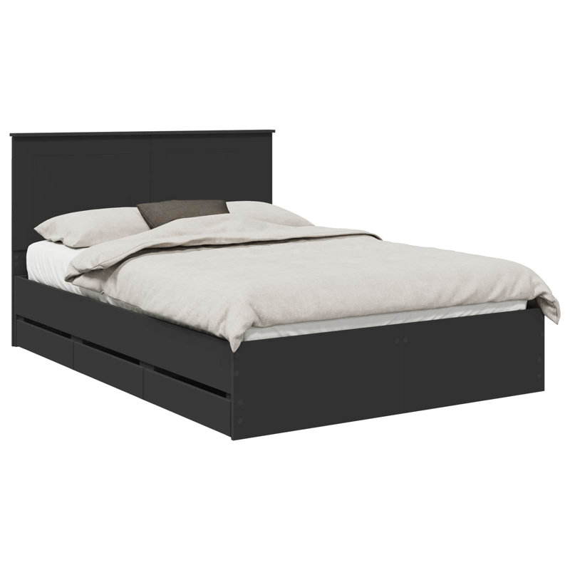 Bed, Black, European Double (140 x 200 cm)