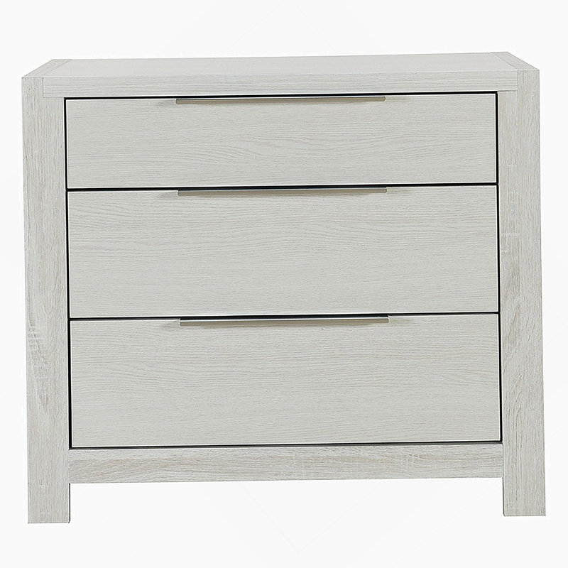 Table de chevet avec 3 tiroirs, table de chevet avec rangement en bois