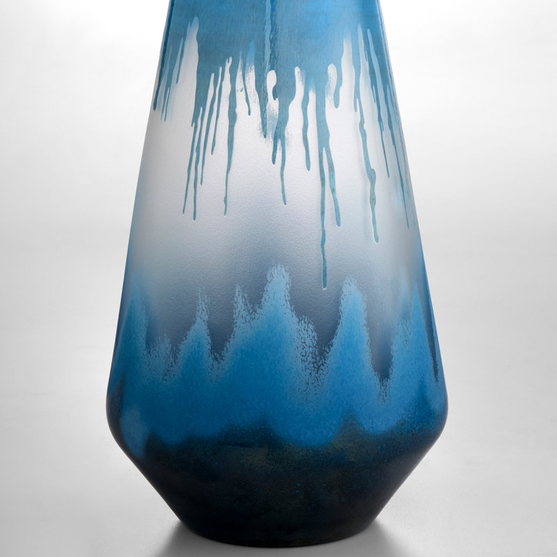 Chuva Handmade Glass Table Vase, 13.5" H x 6.5" W x 6.5" D