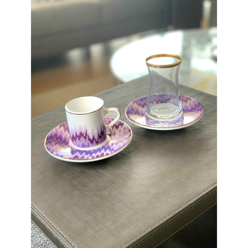 Ensemble de 12 tasses et soucoupes Maximo, Mauve
