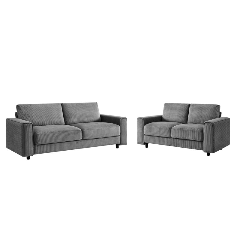 4 modulaires en velours côtelé gris, style minimaliste moderne, tissu doux, structure, pour 2 sièges à la maison, salon approprié