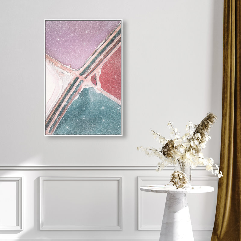 Lilac Meets Teal Print by Oliver Gal, 25"H x 37"W, White Floater Frame