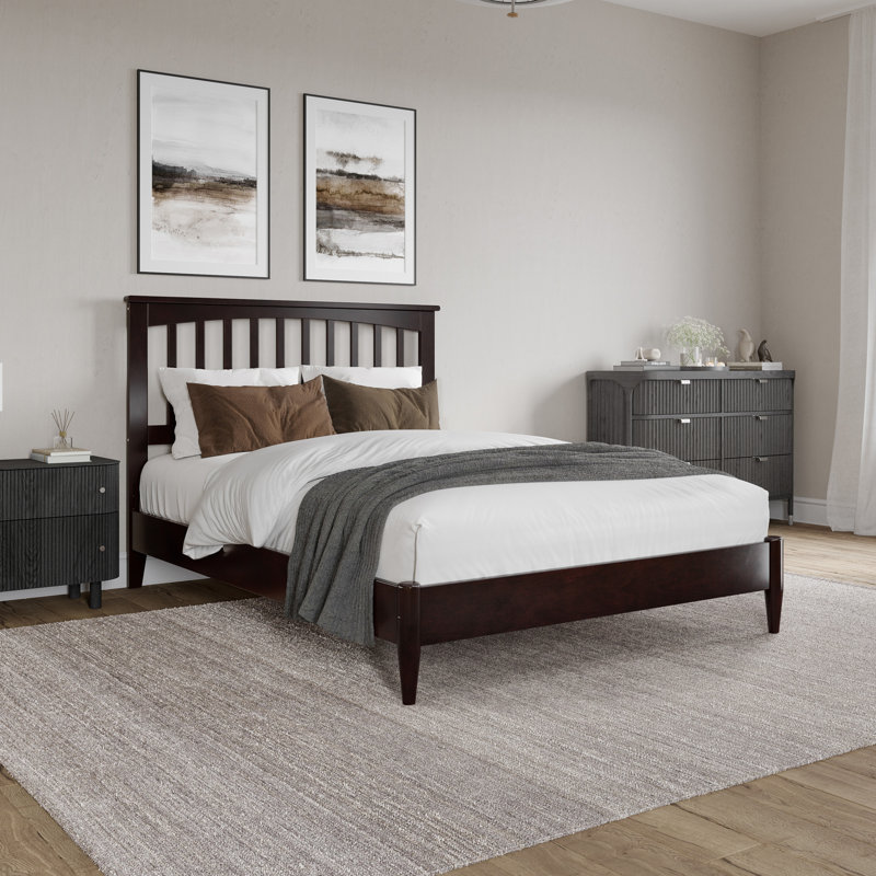 Aritra Solid Wood Low Profile Platform Bed, Espresso, Full