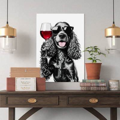 Canvas Wall Art Dog Drinking Wine Poster-2 Vintage Poster Print Home Decor