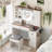 Farmhouse Vanity Desk With Sliding Mirror And Lights, Glass Top, Charging Station, 4 Drawers, 2 Cabinets, And Stool For Elegant Bedroom Decor-259094938