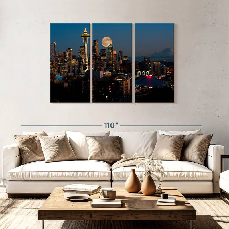 Sebbie Seattle Moonrise, 48" H x 74" W
