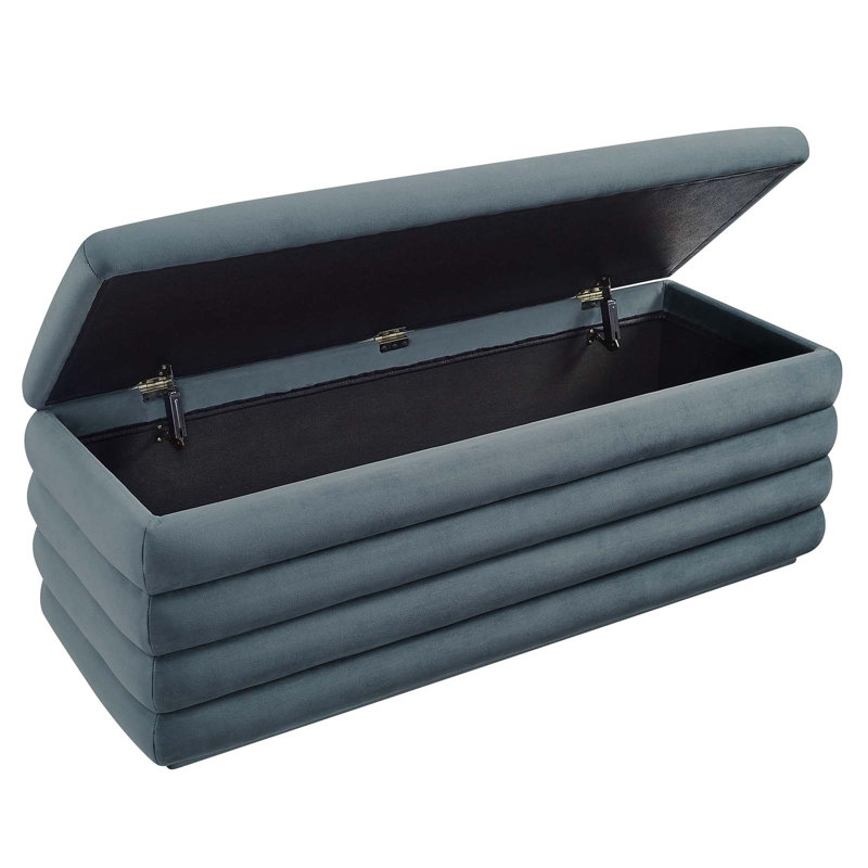 Modway Mezzo Storage Bench, Cadet Blue Performance Velvet