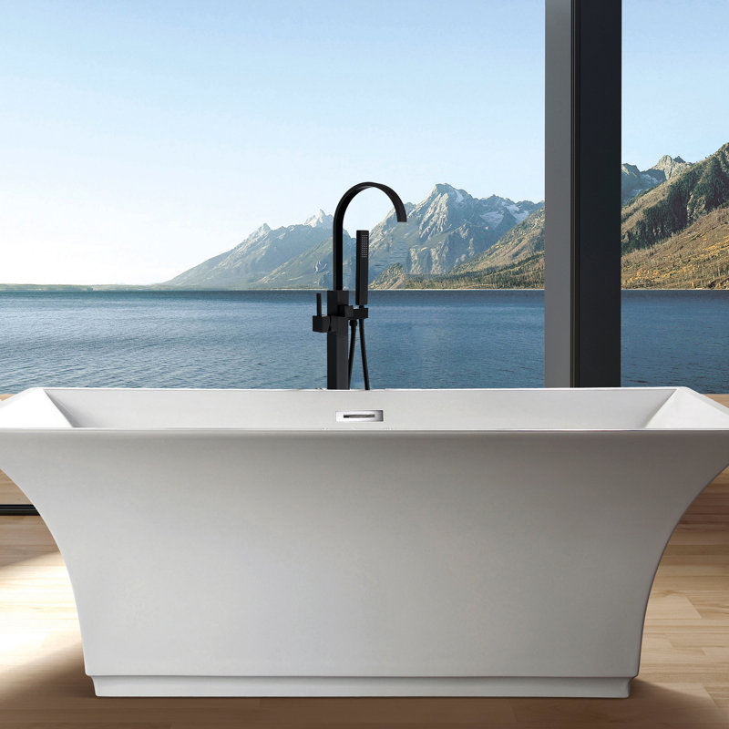 Freestanding Bathtub Faucet With Portable Hand Shower Matte Black Tub Detachable Head, Elegant
