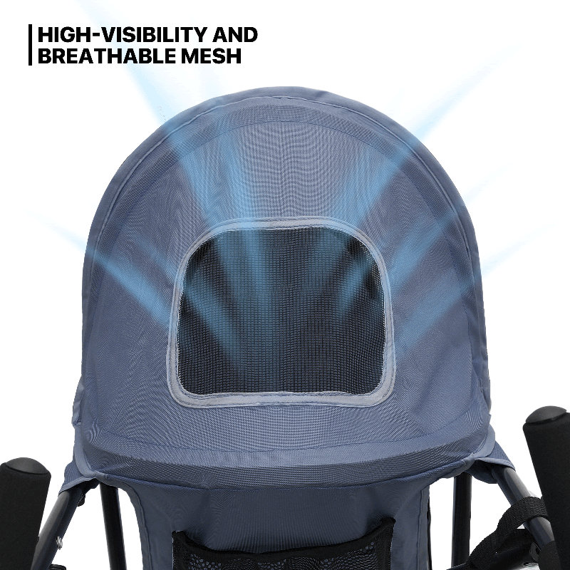 4 Wheel Folding Pet Stroller, Foldable Dog Jogger Stroller with Adjustable Canopy and Mesh Window, Blue