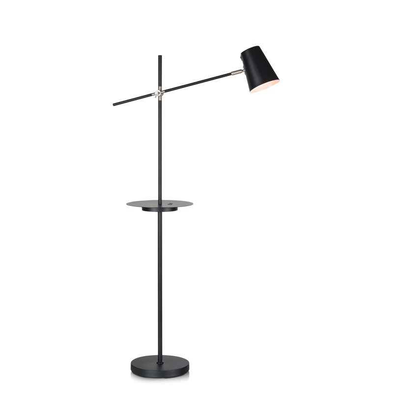 Evered 144cm Tray Table Floor Lamp with USB, Black
