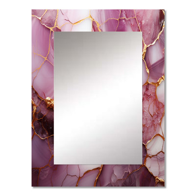 Pink and gold Marble river I - Abstract Unique Wall Mirror, Modern Mirror, Printed Metal Art